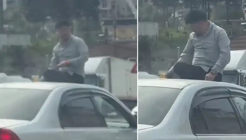 Trafikte Şaşkınlık Yaratan Olay: Otomobil Üzerinde Eğlence Sahneleri
